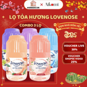 Combo 3 lọ tỏa hương thơm phòng Lovenose hương hoa quả tự nhiên dễ chịu khử mùi